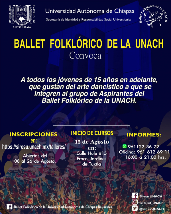 Convocatoria Ballet Folklórico UNACH- Siresu