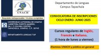 Cursos de idiomas enero - junio 2025, Escuela de Lenguas Tapachula