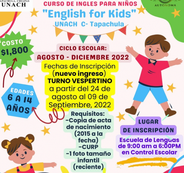 Cursos de Inglés - Niños Agosto 2022