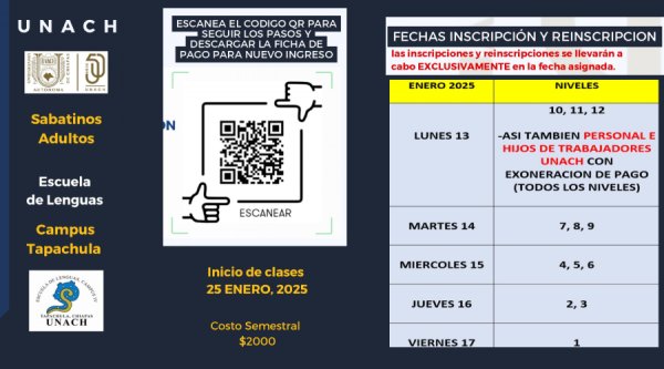 Convocatoria Cursos Sabatinos de Ingles 2025